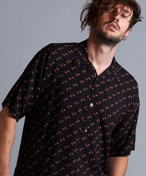 NO ID.（ノーアイディー） シャツ 「NO ID.」Cherry Print Open Collar