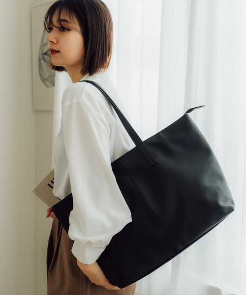 DEVICE（デバイス） トートバッグ 合皮 両あおり シンプル センター