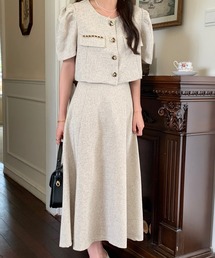 DAY CLOSET セットアップ レディース 半袖ツイードジャケット+