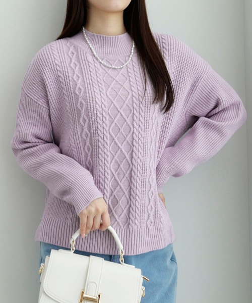 alotta（アロッタ） ニット セーター ケーブル柄モックネックニット