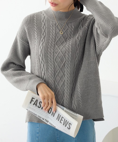 alotta（アロッタ） ニット セーター ケーブル柄モックネックニット