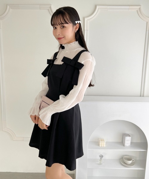 Loueme ワンピース ウエストタックリボンフレアワンピース : ZOZOTOWN 