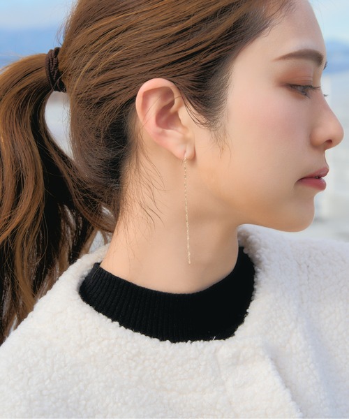 Jewel closet by L&Co. ピアス K10 ロング チェーン シャイニング