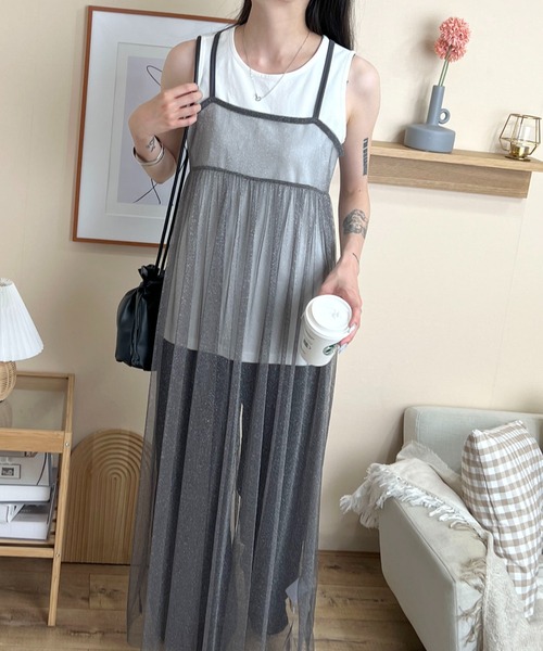 新品 SLOBE IENA シアー ラメ キャミワンピ シルバー ワンピース 新品 SLOBE IENA シアー ラメ キャミワンピ シルバー ワンピース