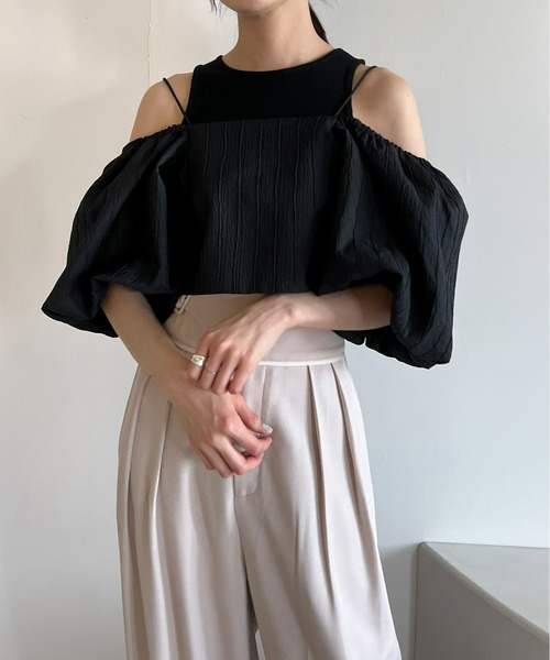 Olu. ベスト 2wayジャガードオフショルビスチェ レディース