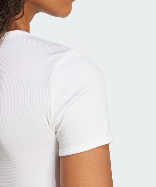 アディダス adidas Aeroready トレーニング エッセンシャル Minimal Tシャツ レディース シャツ トップス White adidas tシャツ エッセンシャルズ クロップ半袖Tシャツ