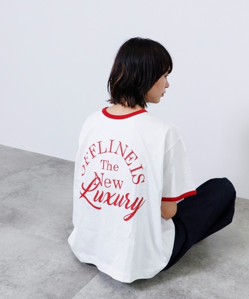 tシャツ OFFLINE contrast trim Tshirt(バックロゴTシャツ) レディース