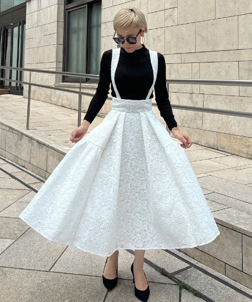 ANDREA&Co. サスペンダーレーススカート ブラック ANDREA&Co. アンドレアアンドコー サスペンダーレーススカート
