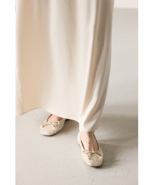 STACCATO パール装飾 フラットシューズ　24cm STACCATO バレエシューズ パンプス スパークリングパール