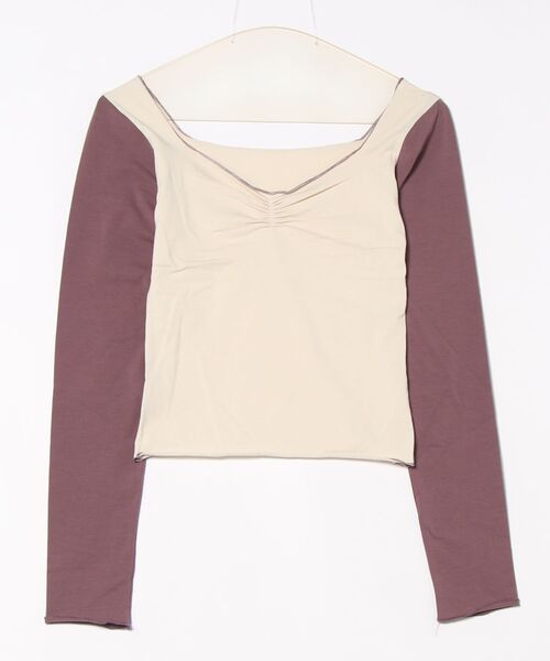 tシャツ 「 cunii 」バイカラーVネックトップス レディース
