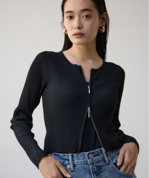 AZUL BY MOUSSY（アズールバイマウジー） カーディガン Wジップ配色 