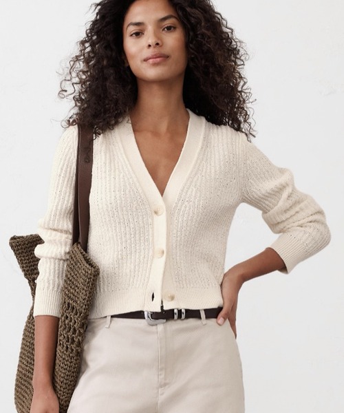 カーディガン BANANA REPUBLIC FACTORY STORE　　テクスチャード カーディガントップ レディース BANANA REPUBLIC カーディガン FACTORY STORE クロップド