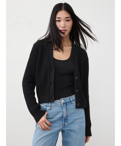 カーディガン BANANA REPUBLIC FACTORY STORE　　テクスチャード カーディガントップ レディース BANANA REPUBLIC カーディガン FACTORY STORE クロップド