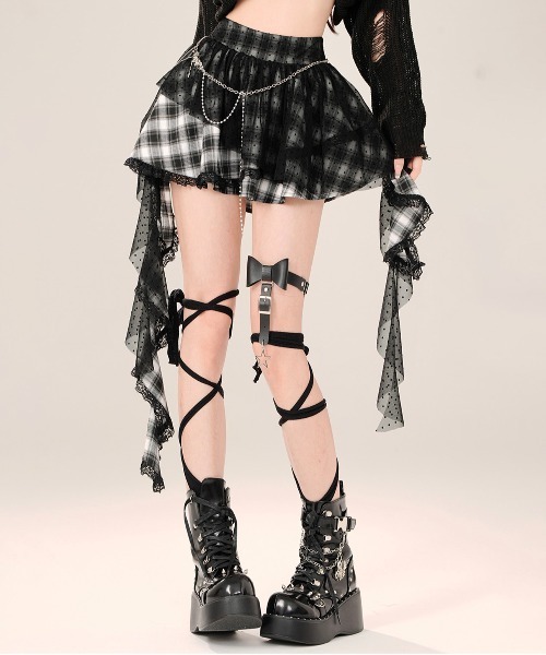 gossip!ロサンゼルス スカート Y2K イレヘムレー チェック柄ススカート