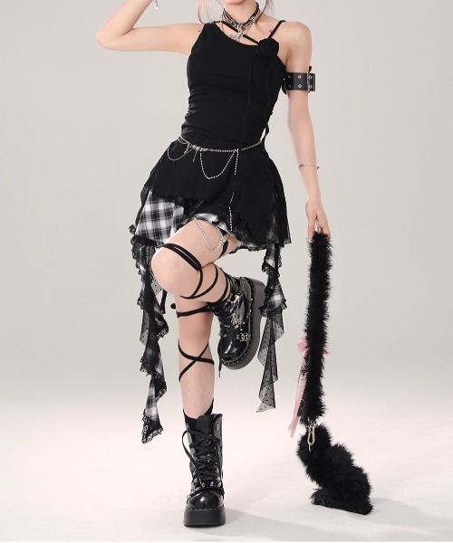 gossip!ロサンゼルス スカート Y2K イレヘムレー チェック柄ススカート