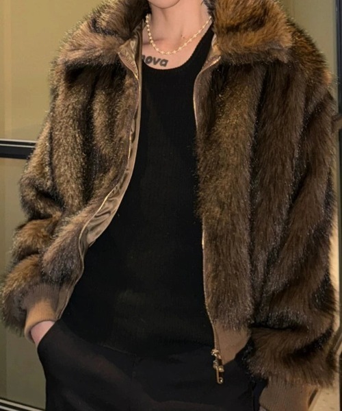 Otte ジャケット テーラードジャケット フェイクファージャケット