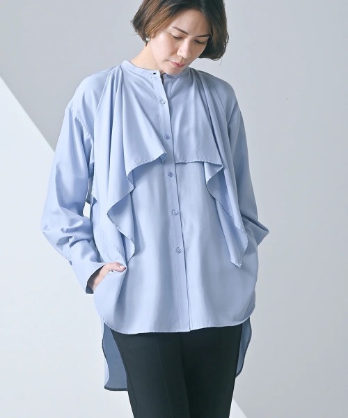 ブラウス シャツ ショールレイヤーシャツ レディース