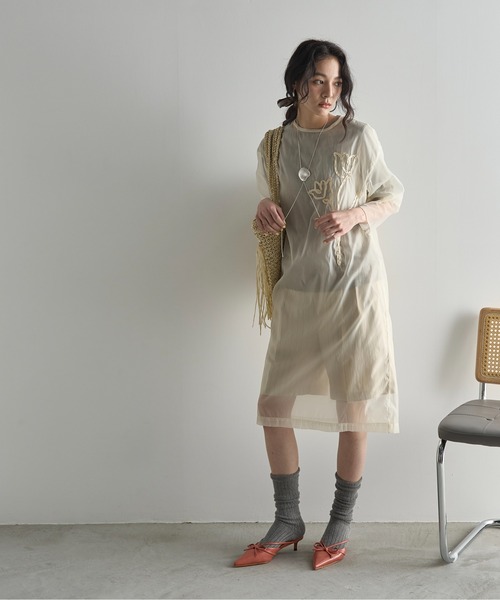【韓国ブランド】モダンシックワンピース N8 JANJAM 切り替えワンピース 大きいサイズ レディース ロング丈 7