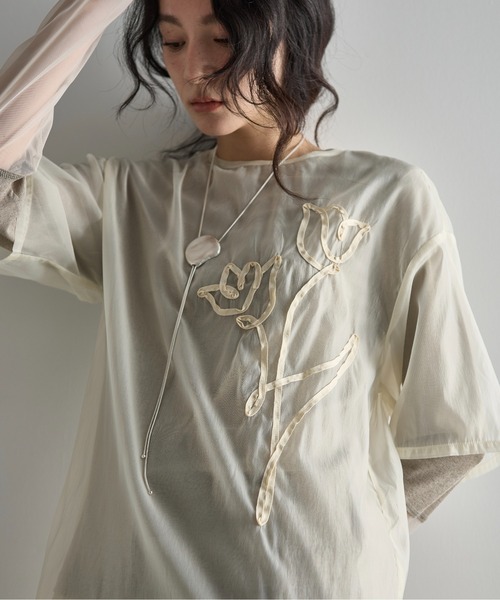 ワンピース　Riun様 テンセルリッチオーガンティアードワンピース(S PINK BEIGE