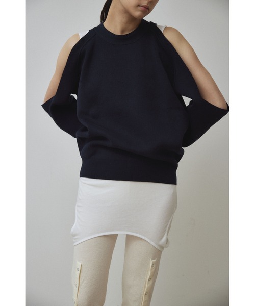 tシャツ 「Abor」Cut Shoulder Sweat Mood Knit Tops/カットショルダースウェットムードニットトップス レディース
