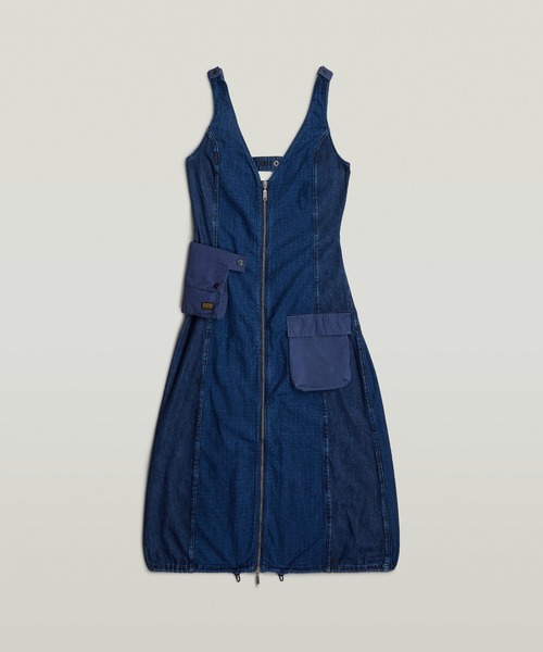 G-STAR RAW ワンピース CARGO DRESS/異素材ミックスデニム