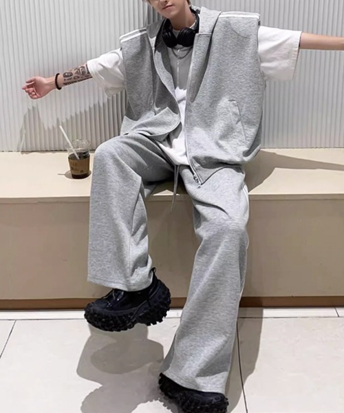 フード付 ノースリーブ スウェット セットアップ ワイドパンツ 楽天市場】2点セット ワイドパンツ フード付き パーカー 冬