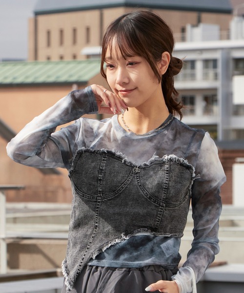 ROOP TOKYO tシャツ コルセットビスチェ付きシアートップス レディース