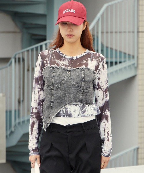 ROOP TOKYO tシャツ コルセットビスチェ付きシアートップス レディース