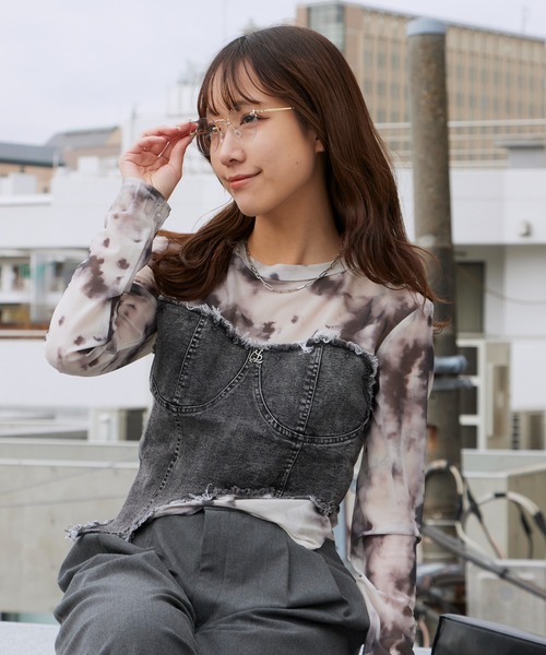 ROOP TOKYO tシャツ コルセットビスチェ付きシアートップス レディース