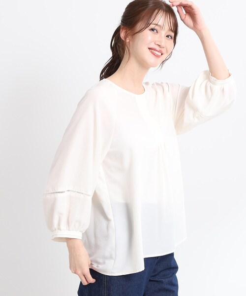 ブラウス シャツ 「夏SALE／E‐QUALITY／手洗い可」ピンタックブラウス レディース