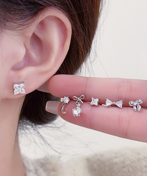 UP START ピアス 「片耳ピアス」ラインストーンデザインバーベルピアス