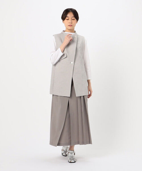 和紙混ツィード ボトルネックジレ Gabardine K.T ベスト ジレ 和紙混ツィード ボトルネックジレ
