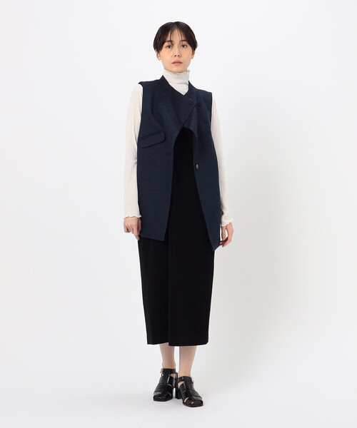 ベスト ジレ 和紙混ツィード ボトルネックジレ レディース Gabardine K.T ベスト ジレ 和紙混ツィード ボトルネックジレ