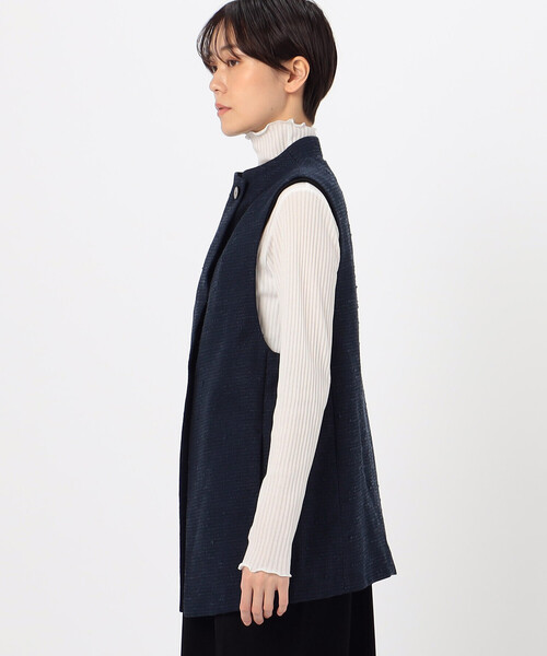 和紙混ツィード ボトルネックジレ Gabardine K.T ベスト ジレ 和紙混ツィード ボトルネックジレ