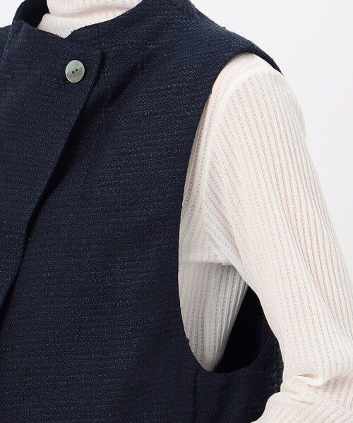 Gabardine K.T ベスト ジレ 和紙混ツィード ボトルネックジレ