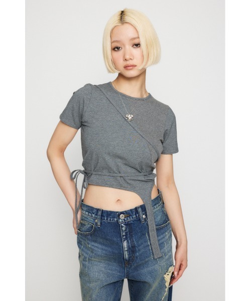 LAGUA GEM（ラグアジェム） tシャツ 半袖 RIB DOCKING WRAP トップス