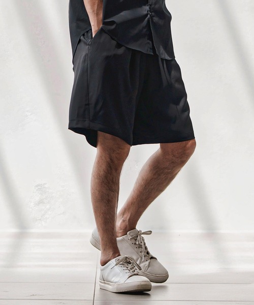 リンカブル・ショートパンツ CAMBIO パンツ mp13677-ストレッチタックショートパンツ メンズ