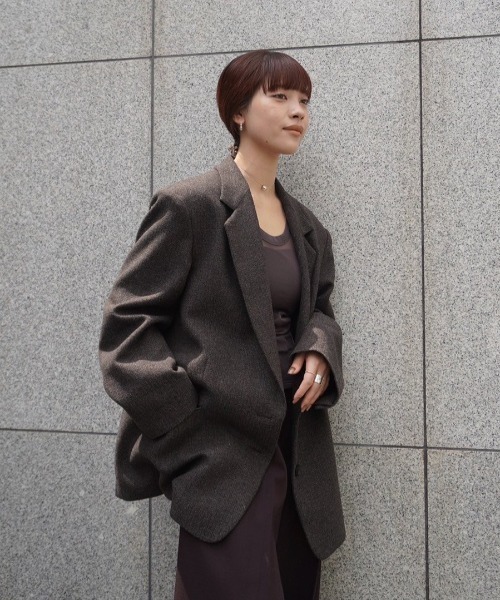 anuke ジャケット テーラードジャケット Herringbone Wool