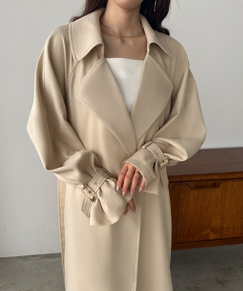 「Louere」 トレンチコート LARGE アイボリー レディース_画像3
