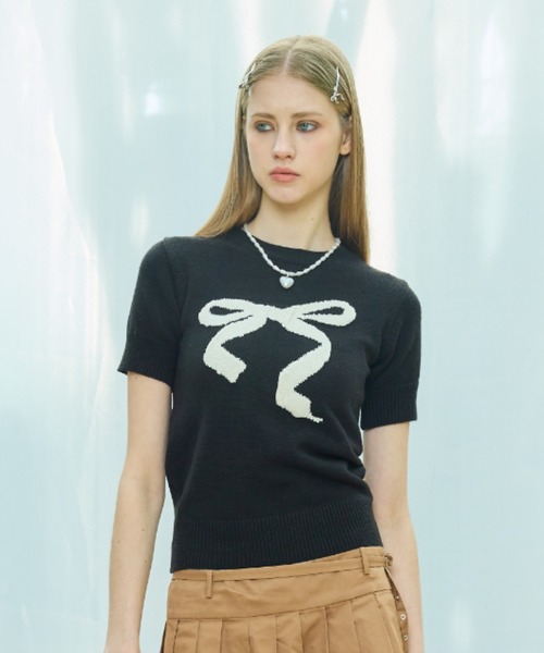 ニット セーター L9 RIBBON MIX HALF KNIT レディース