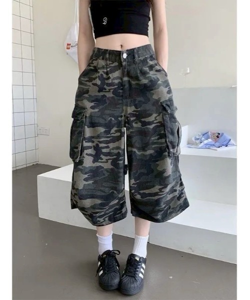 ルーズ ワイド アミ―パンツ 迷彩パンツ ユニセックス 09717 ARCHIVER パンツ 「Lp」迷彩カーゴハーフパンツ レディース