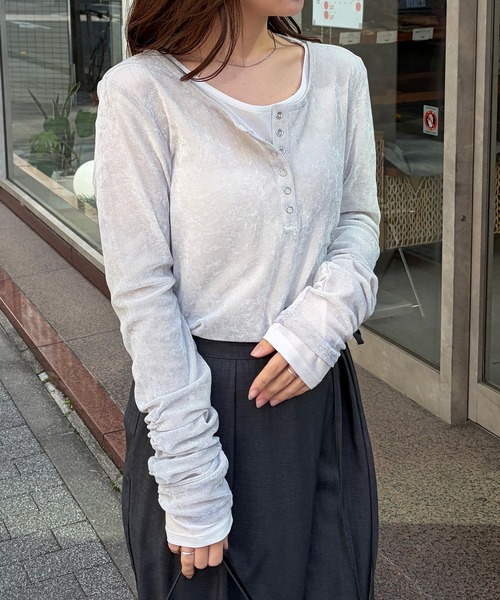 solleim（ソルレム） ヘンリーネック tシャツ シアーベロアヘンリー
