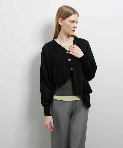 LANVIN en Bleu ニット セーター アシンメヘムカーディガン
