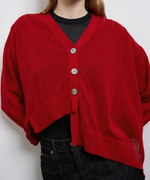 LANVIN en Bleu ニット セーター アシンメヘムカーディガン