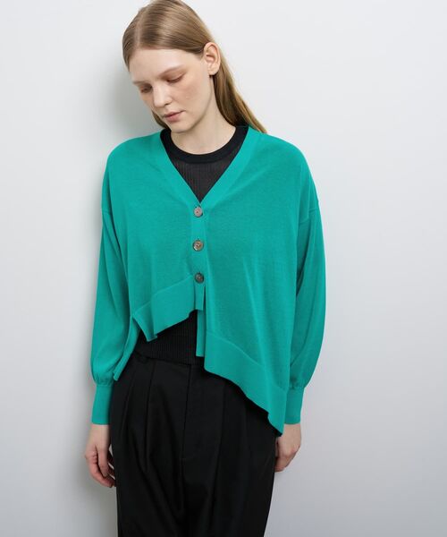 LANVIN en Bleu ニット セーター アシンメヘムカーディガン