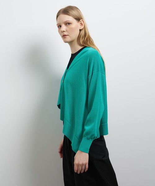 LANVIN en Bleu ニット セーター アシンメヘムカーディガン