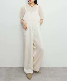 (sa)サテンサロペットオールインワン KBF（ケービーエフ） サロペット オーバーオール フロントZIPサテン