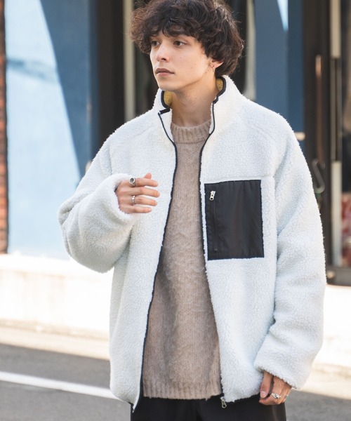 「WEGO」 ジップアップブルゾン MEDIUM ホワイト メンズ_画像9