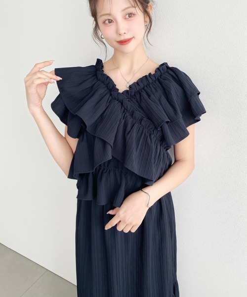 moment+ ワンピース 「マルチWAY」ショルダースリットクロスフリル