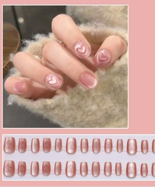 shoppinggo マニキュア ネイル ネイルチップ ハート ピンク ショート